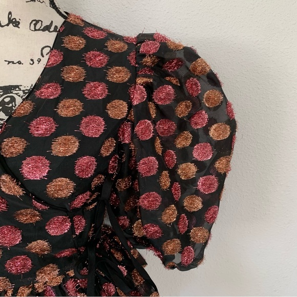 Dream Sister Jane metallic polka dot wrap top - Picture 6 of 15